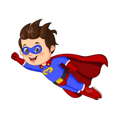 Happy Boy Cartoon Vector Art Png Cartoon Happy Superhero Boy Flying