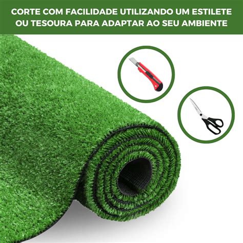 Grama Sintética Para Área Externa - Grama Sintética Artificial Decorativa Área Externa com Proteção UV e ...