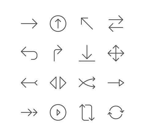 Set of arrow and navigation icons, size, scale, decrease, edit, resize