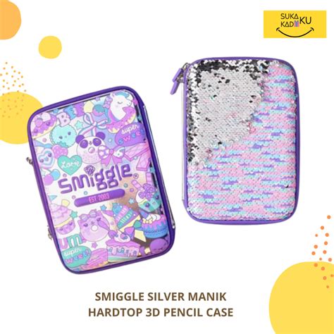 Jual Smiggle Sequin Hardtop Pencil Case Manik Kotak Tempat Pensil 3d