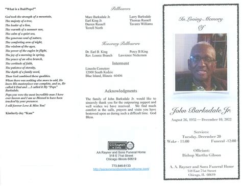 John Barksdale Jr Obituary | AA Rayner and Sons Funeral Homes