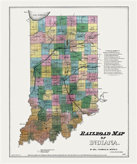 1850 Map Of Indiana Railroads Etsy