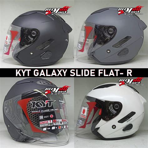 Jual Helm KYT Galaxy Slide FLAT R SOLID Helm Half Face SUPPORT