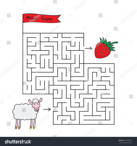 Cartoon Sheep Maze Game Funny Game Stock Vector Royalty Free
