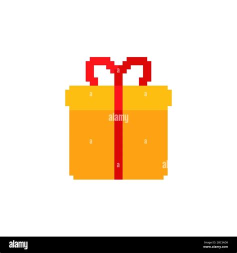 Gift Box Pixel Art New Year And Christmas Bit Pixelate Vector