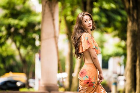 4K 5K 6K Asian Bokeh Pose Brown Haired HD Wallpaper Rare Gallery