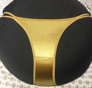 Shiny Gold Satin Silk VINTAGE Double String Bikini Panties Knickers S 8 Sz EBay