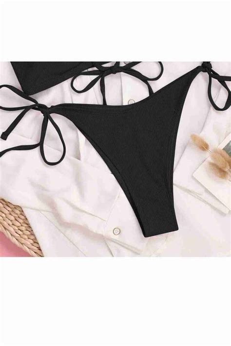 Angelsin Bağlamalı Şık Bikini Altı Siyah MS43108 Stilimon