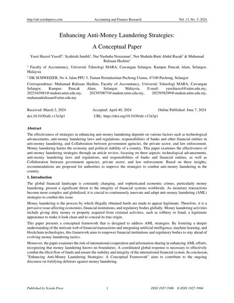 PDF Enhancing Anti Money Laundering Strategies A Conceptual Paper