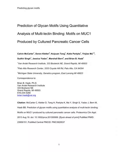 Pdf Determining Lectin Specificity From Glycan Array Data Using Motif