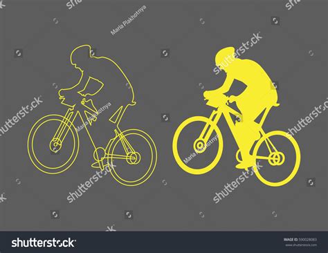 Male Bicyclist Riding Bicycle Isolated Against Stock Vector Royalty