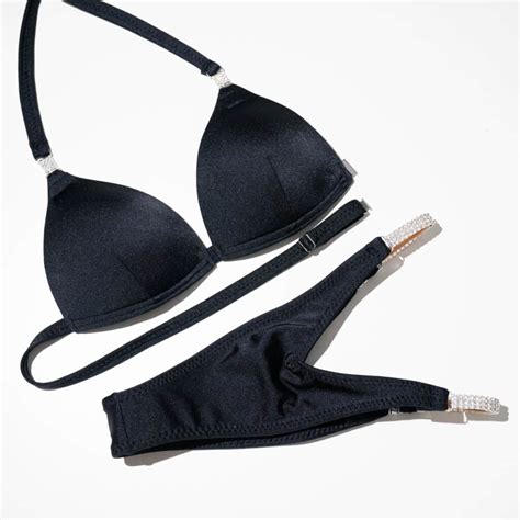 Black Posing Suit With Connectors Miss Bikini Fitness