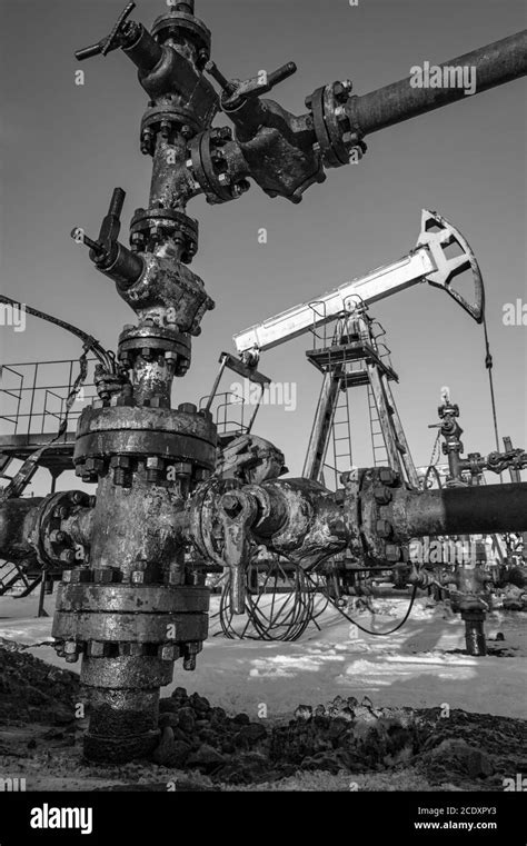 Oil Pump Rig Oil And Gas Production Oilfield Site Pump Jack Are