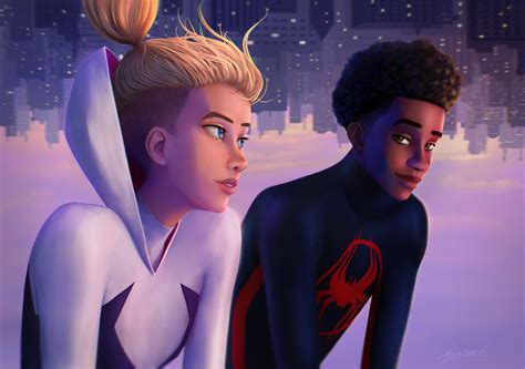 Download Miles Morales Gwen Stacy Movie Spider Man Across The Spider Verse Hd Wallpaper By