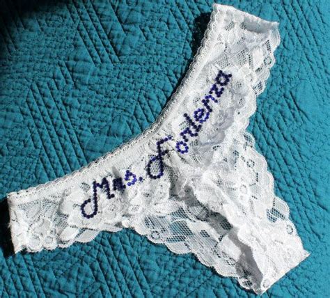 White Lace Custom Bridal Panties Thong Bridal Lingerie Wedding Shower Underwear Bride
