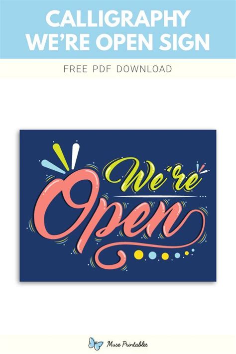 Printable Calligraphy Were Open Sign Template Were Open Sign Open