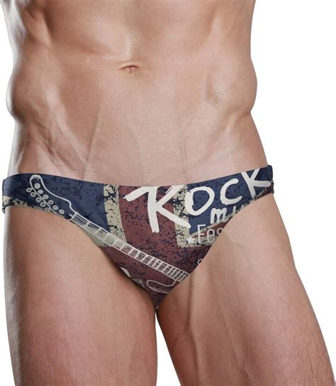 Dallonan Men Swim Brief Bikini Grunge Graphics Union Jack Beach Bikini For Mens Swim Underwear