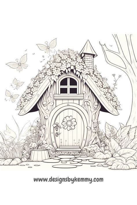 Free Fairy House Coloring Page For Adults Designs By Kemmy Adult