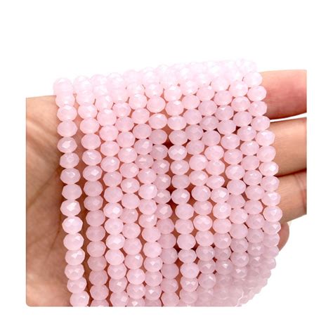 125 Perles à Facettes en Verre Rose 4mm Fantasyline