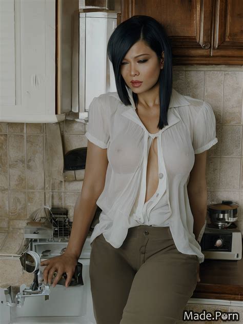 Porn Image Of Shiny Skin Saggy Tits Blouse Muscular Kitchen Slutty Bangs Hair Created By AI