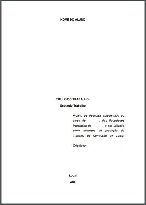 Exemplos De Folha De Rosto - Folha De Rosto Abnt Modelos E Exemplos De Contracapa Para Trabalho My ...