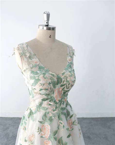 Forest Fairy Wedding Dress, Custom Made A-line Tulle Lace Wedding Dress