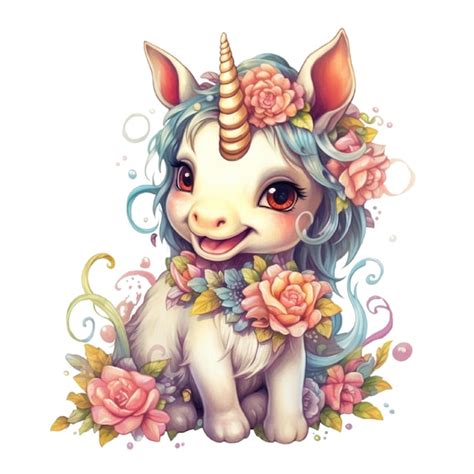 Un Lindo Bebé Unicornio Vector Premium