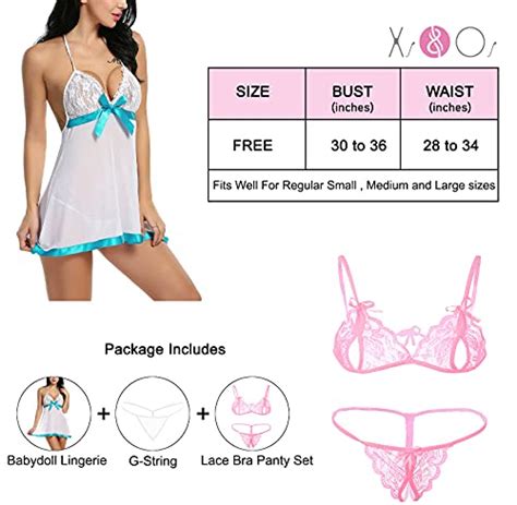 Buy Xs And Os Multi Pack Women Babydoll Nightwear Lace Bra Panty Lingerie Set Pack Of White