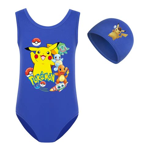 Pokemon Pikachu Girls Swimsuit Cute Cartoon Style Childrens One Piece