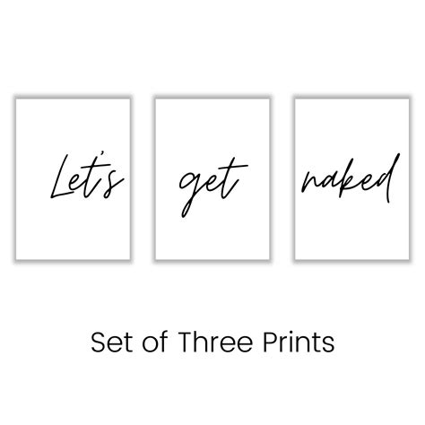 Let S Get Naked Set Of Three Prints Wall Art Print Etsy