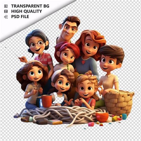 Familia Latina Tejer D Estilo De Dibujos Animados Fondo Blanco I Archivo Psd Premium