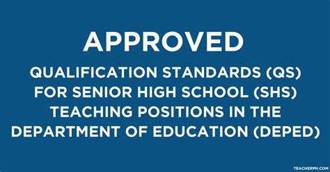 Qualification Standards for Senior High School (SHS) Teaching Positions