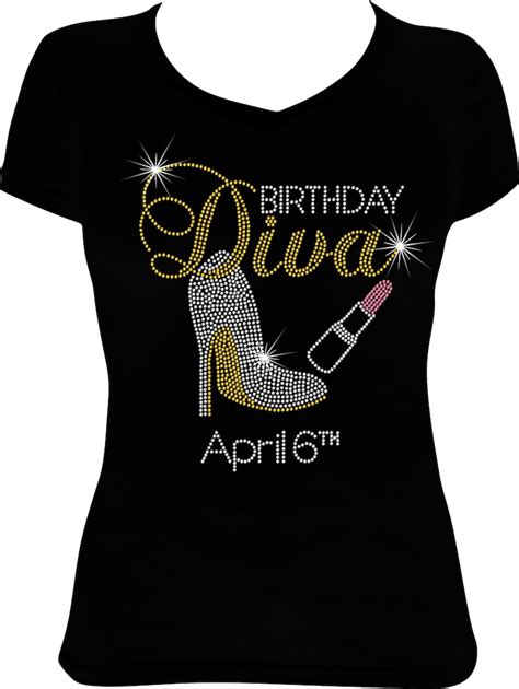 Birthday Diva Shoe And Lipstick Bling Shirt Birthday Diva Etsy