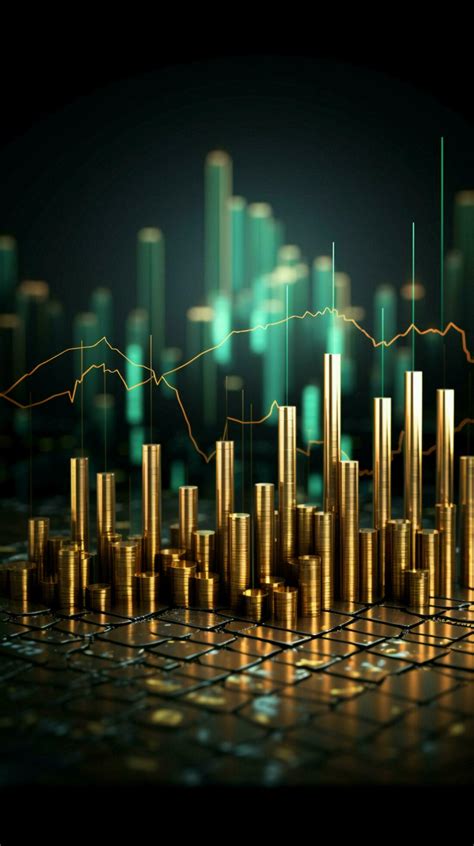 Uptrend Arrow Enhances Financial Stats Candlesticks Bar Chart For