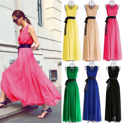 Купить Женские пляжные Бохо вечерние шифоновые платья длинные Макси ...