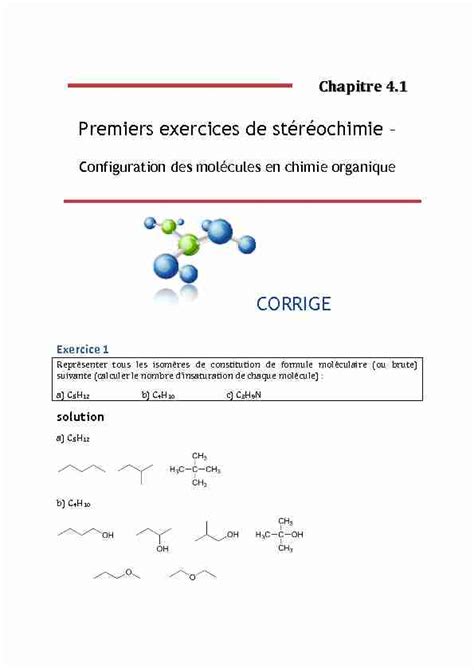 Premiers Exercices De St R Ochimie Corrige