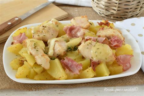 Patate E Pollo Al Forno Con Prosciutto Cotto Croccanti E Filanti