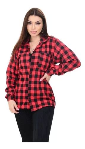 Camisa Flanela Xadrez Manga Longa Top Feminina Linda Frete grátis