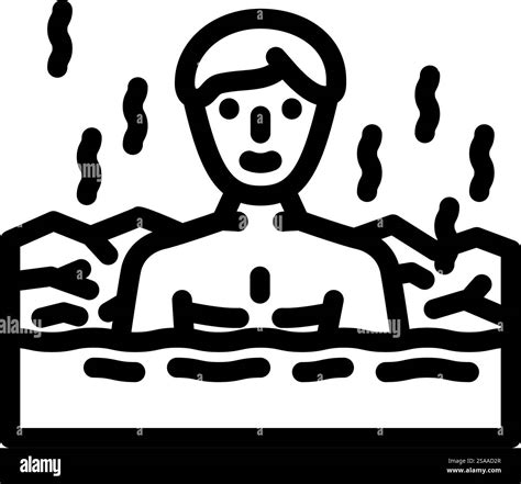 Taking Dip Hot Spring Winter Line Icon Vector Taking Dip Hot Spring Winter Sign Isolated
