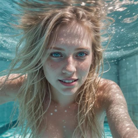 Premium Photo A Woman With Blonde Hair Is Swimming In A Pool