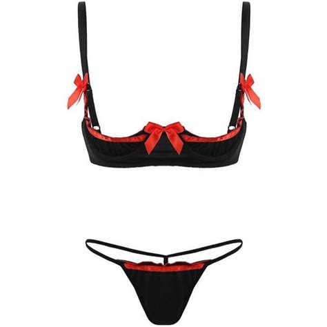 Femme Ensemble Lingerie Sexy Ouverte Body String Erotique Soutien Gorge Sein Nu Nuisette