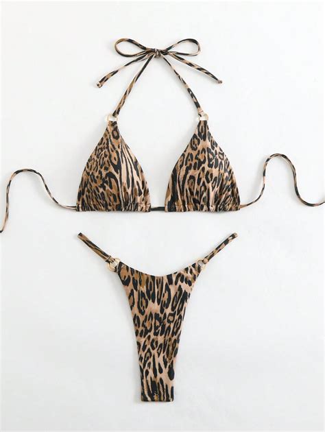 SHEIN Swim 2025 Vacation Beach Leopard Print Bikini Set SHEIN UK