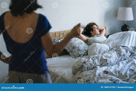 A Lesbian Couple Fighting In Bedroom Stock Photo Image Of Fight
