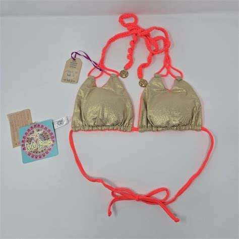 Luli Fama Swim Luli Fama Gold And Pink Reversible Bikini Set Poshmark