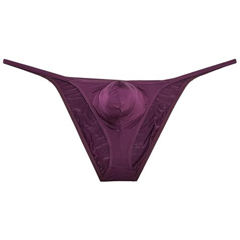 Botmois Men Briefs Shiny Enhance Bikini Bulge Pouch Ruched Skimpy Underwear Wine Red L Walmart