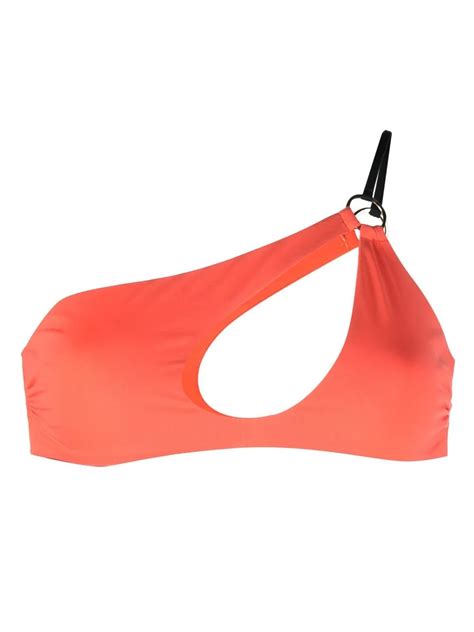 Roberto Cavalli Cut Out One Shoulder Bikini Top Orange FARFETCH