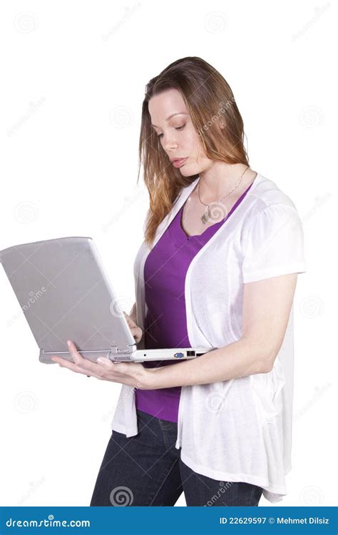Beautiful Girl Holding A Laptop Royalty Free Stock Photography Image