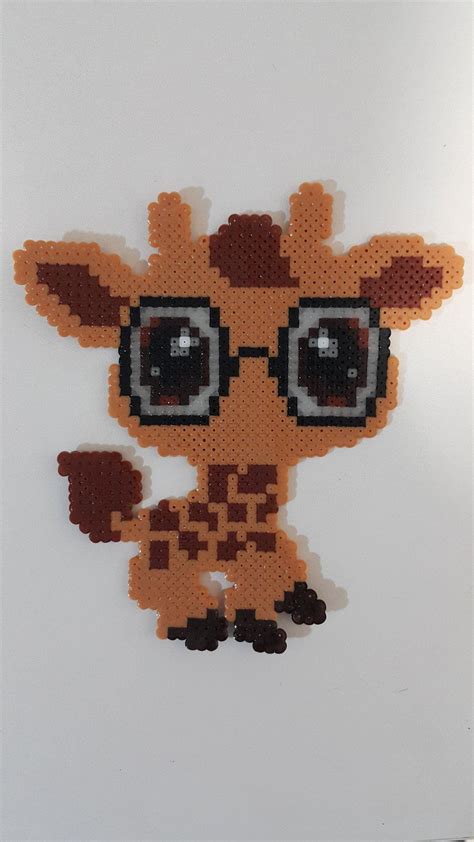 Giraffe With Glasses Perler Beads Perler Beads Designs Diy Perler Beads