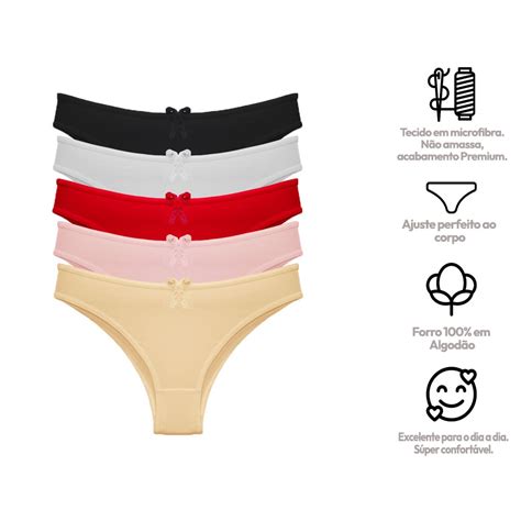Kit Calcinhas Lingerie Tanga De Microfibra Shopee Brasil