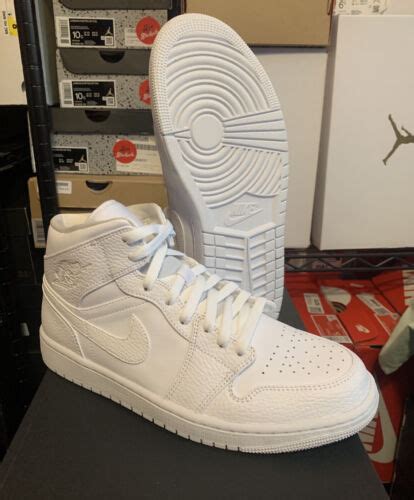 Buy Nike Air Jordan 1 Mid Triple White Shoes 554724 130 554725 130 Gs